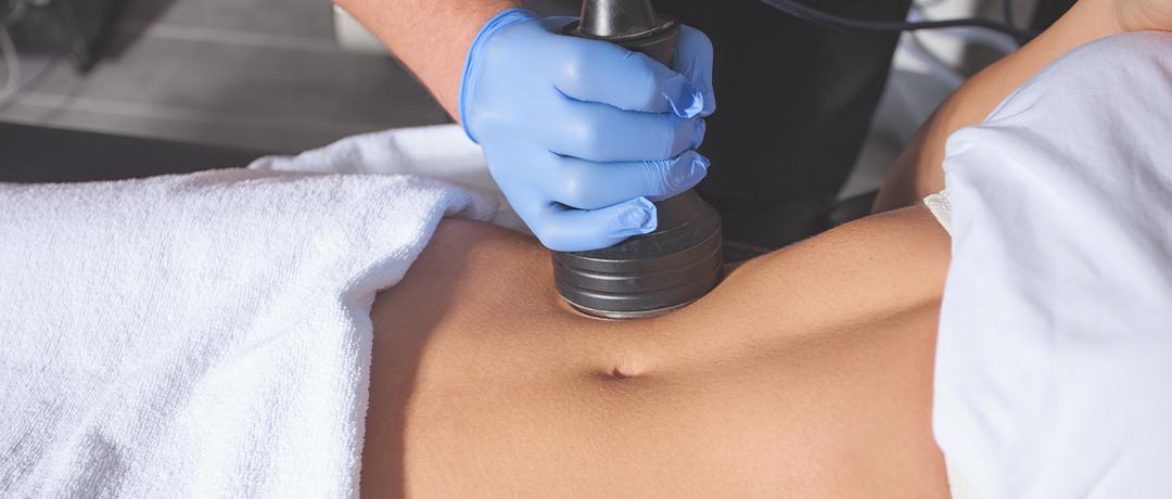 A patient receiving an Ultrasound massage at the gallery of cosmetic surgery